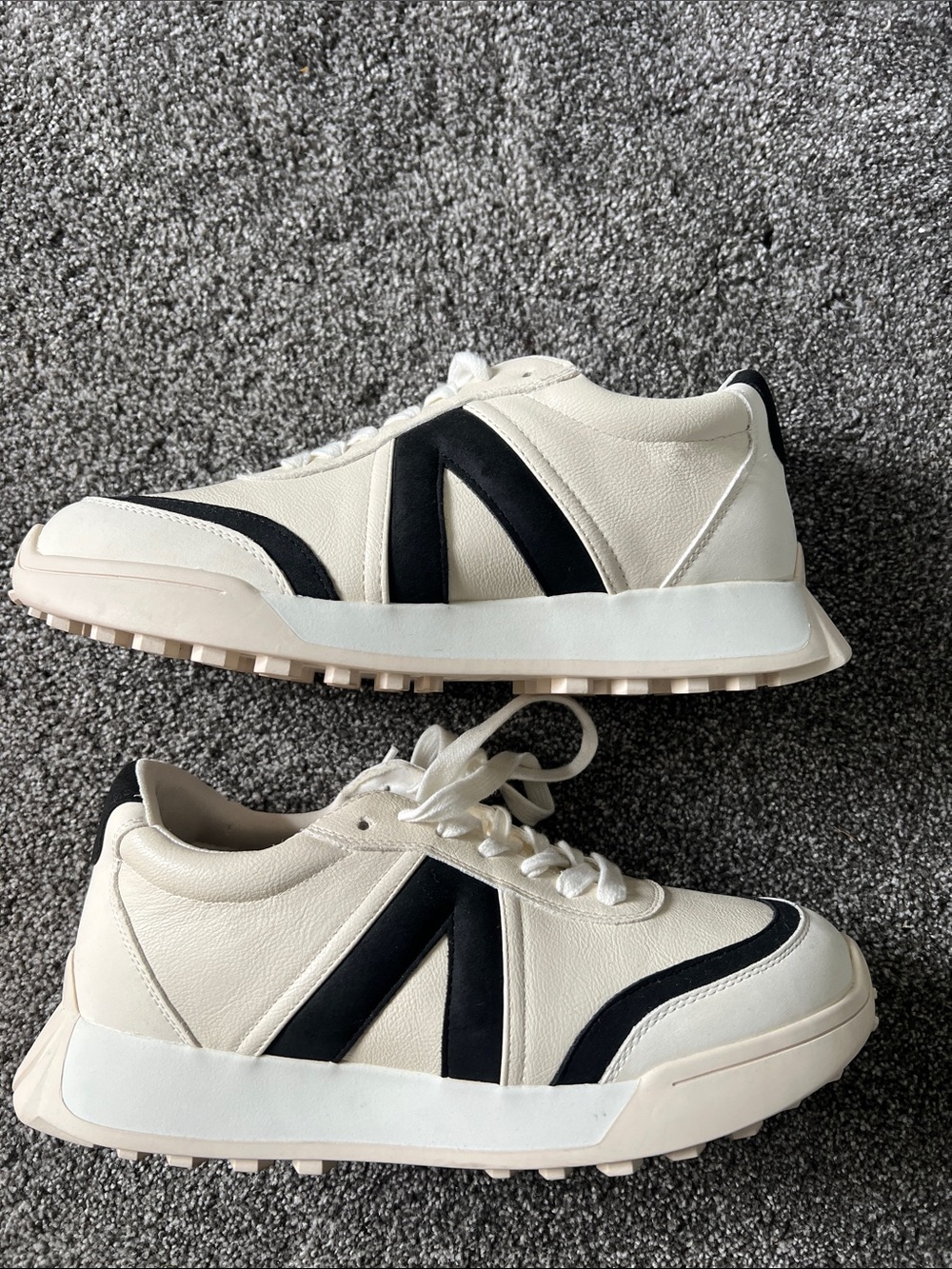 Cream and Black Low-Top Sneakers